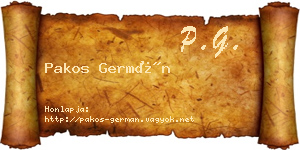 Pakos Germán névjegykártya